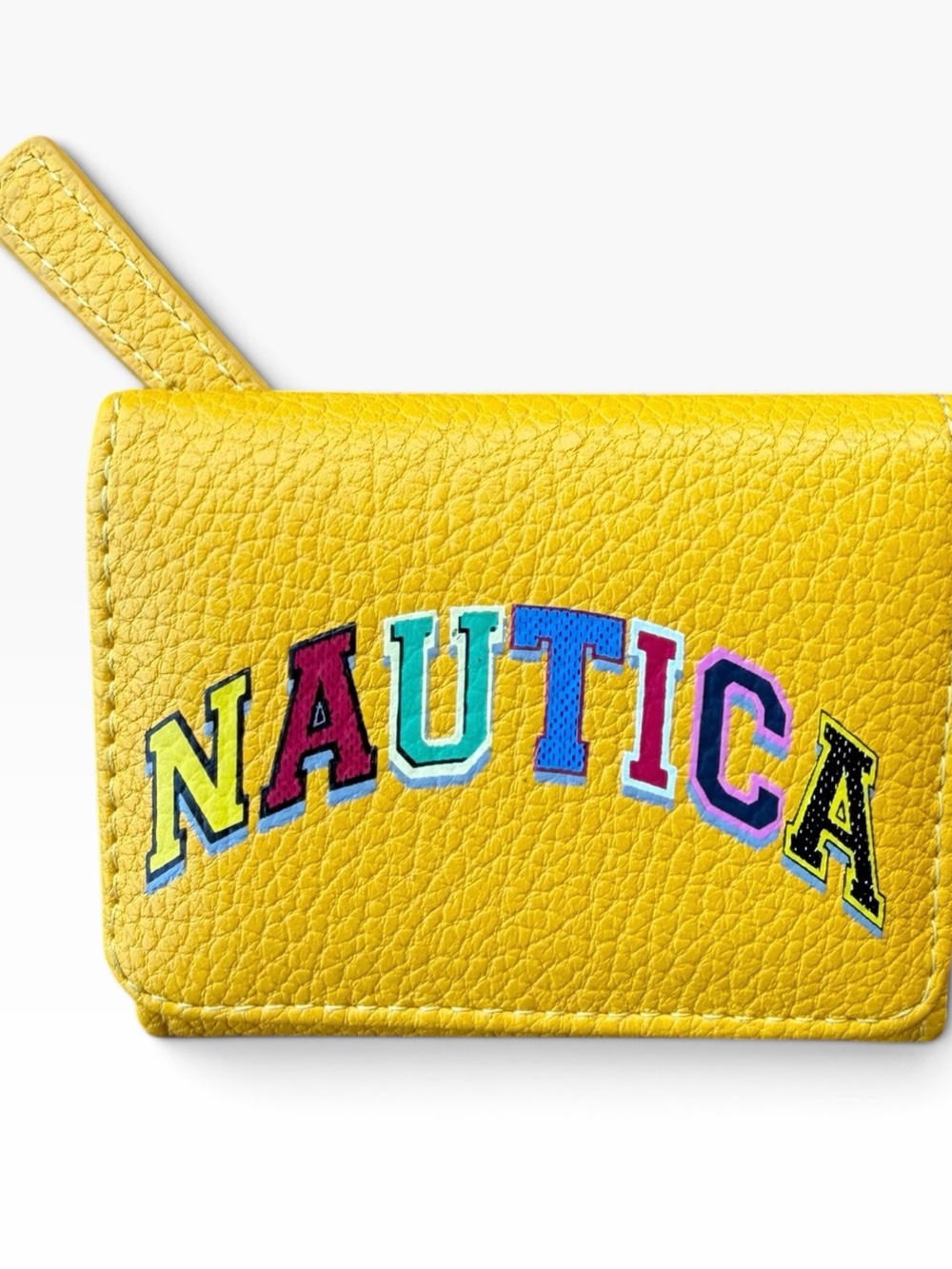 Women’s Mustard, Tri-Fold Nautica Wallet with Multicolor Lettering